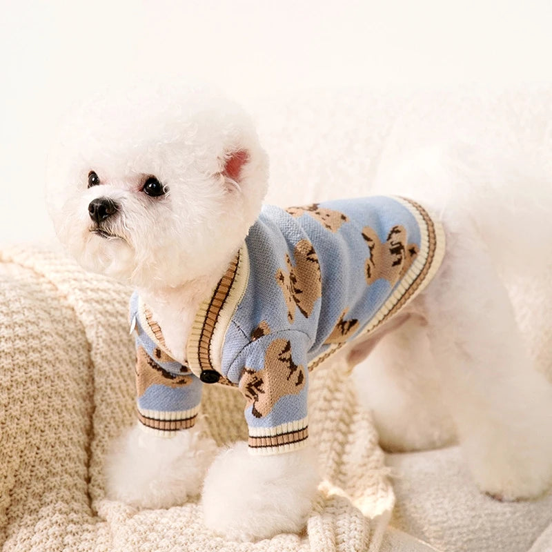 Luxury Striped Cardigan Sweater – Cozy Outfit for Small Dogs &amp; Cats