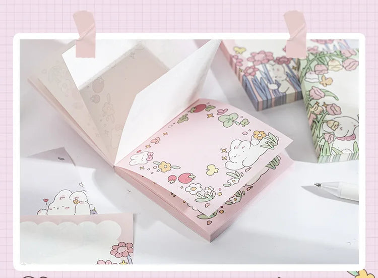 Mr. Paper 100pcs Square Memo Pad - Fresh Floral Decoration for Notes