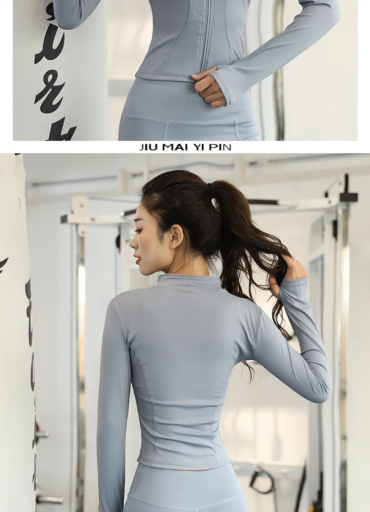 Women&#39;s Slim Fit Workout Jacket: Long Sleeve Zipper Tracksuit Top for Yoga &amp; Running