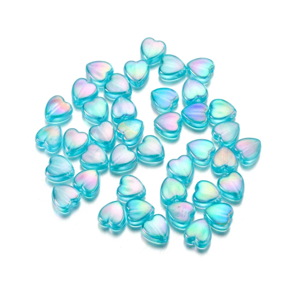 100PCS 9mm Colorful Heart Acrylic Spacer Beads – Perfect for DIY Jewelry Making, Necklaces, and Bracelets