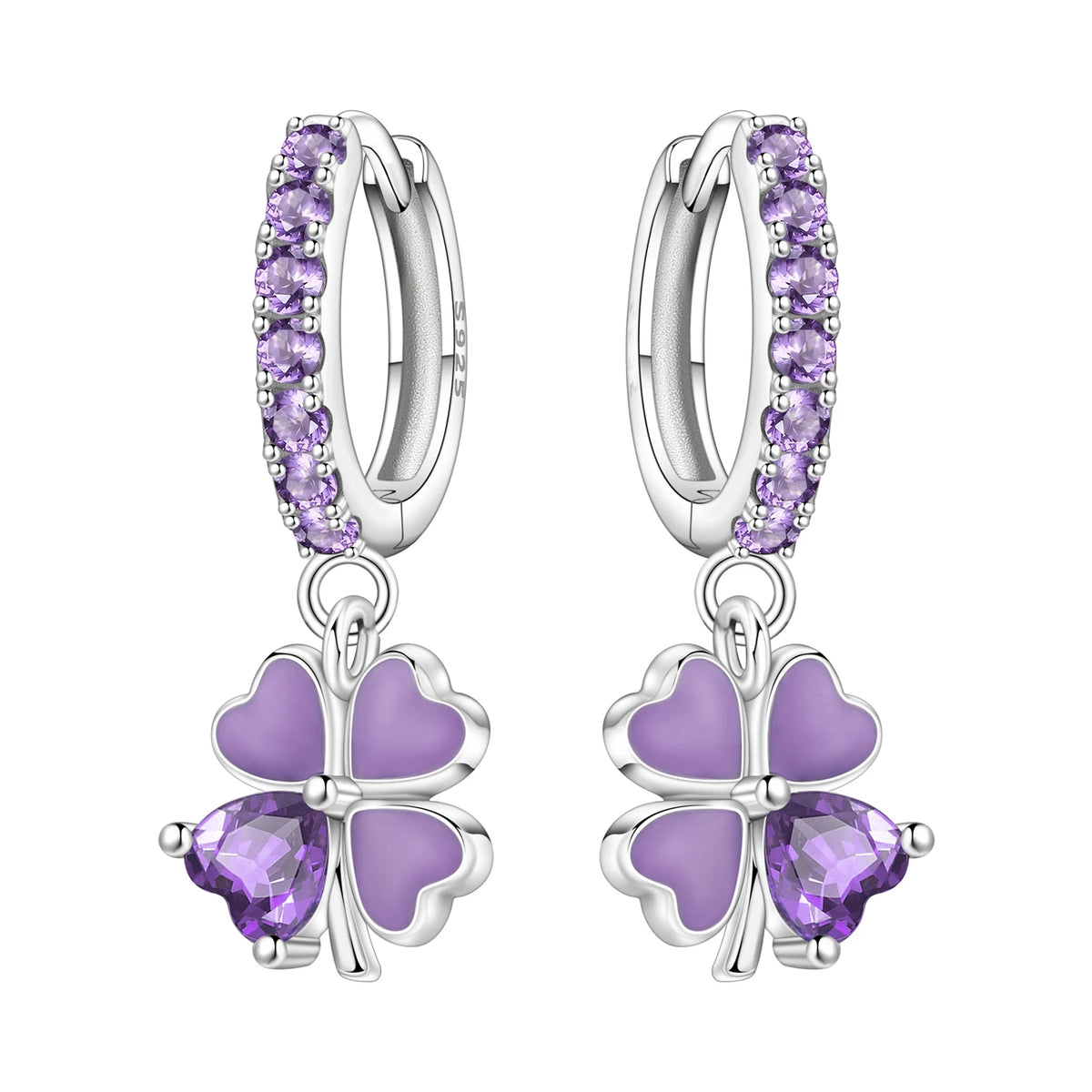 Original 925 Sterling Silver Pink Paw Print Earrings with Zircon, Heart Flower and Leaf Design, Elegant Women's Party Jewelry Gift