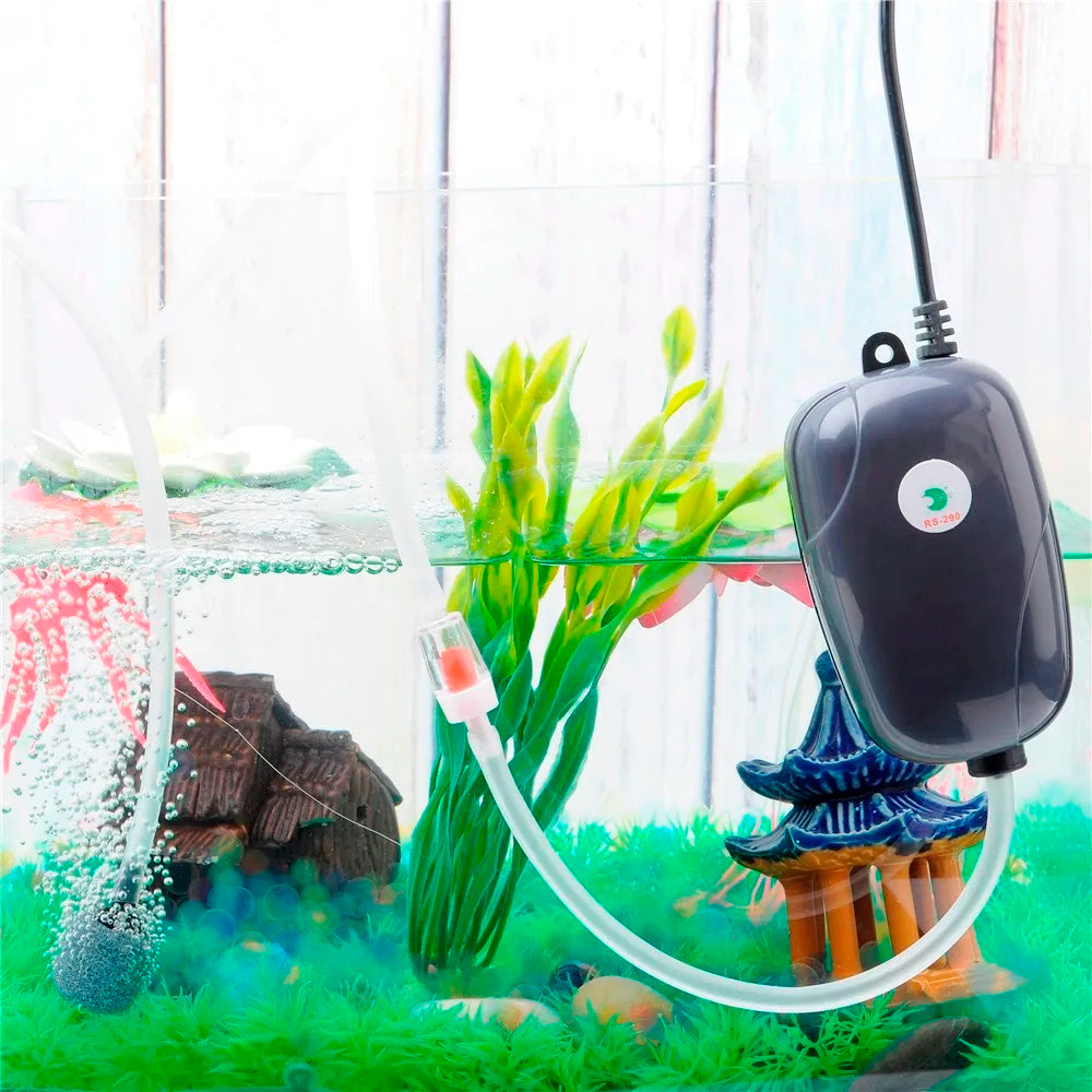 Mini Aquarium Air Pump: 220V Compressor with Single/Double Outlet and Check Valve