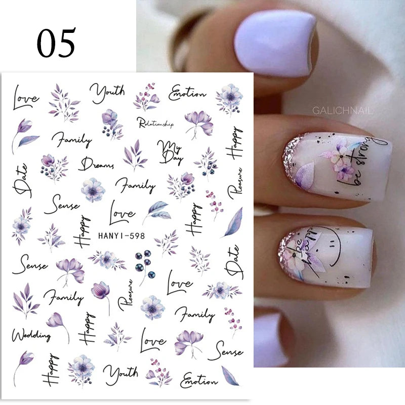 Succulent Plants 3D Nail Sticker - Spring Floral DIY Decoration