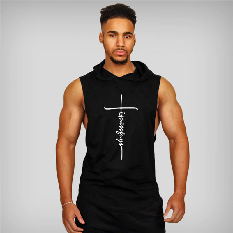 Fitness Guys Mens Hooded Tank Top Bodybuilding Stringer Hoodies Singlets Summer Gym Clothing Cotton Sports Sleeveless T Shirt