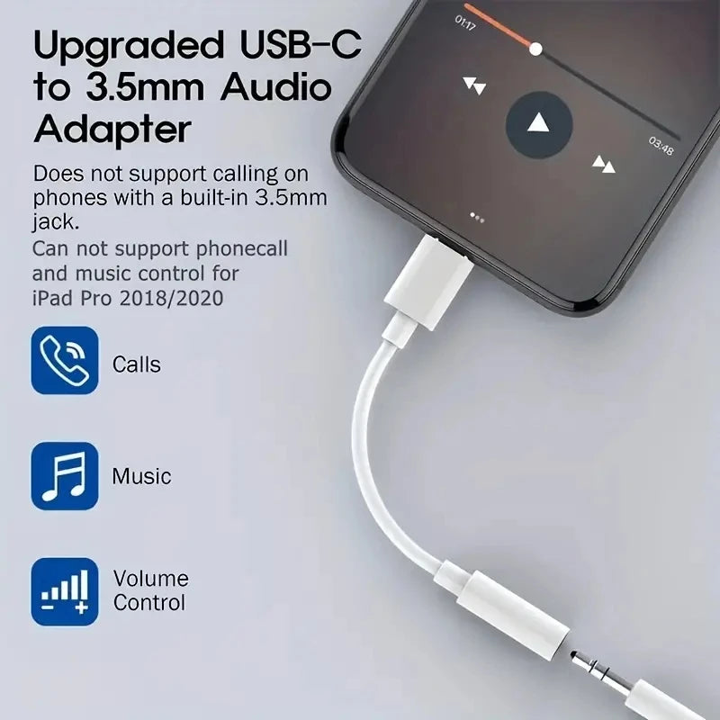 USB Type-C to 3.5mm Earphone Adapter – Audio Cable Converter for iPhone 15/15 Pro Max, Samsung Galaxy, Huawei, and Xiaomi