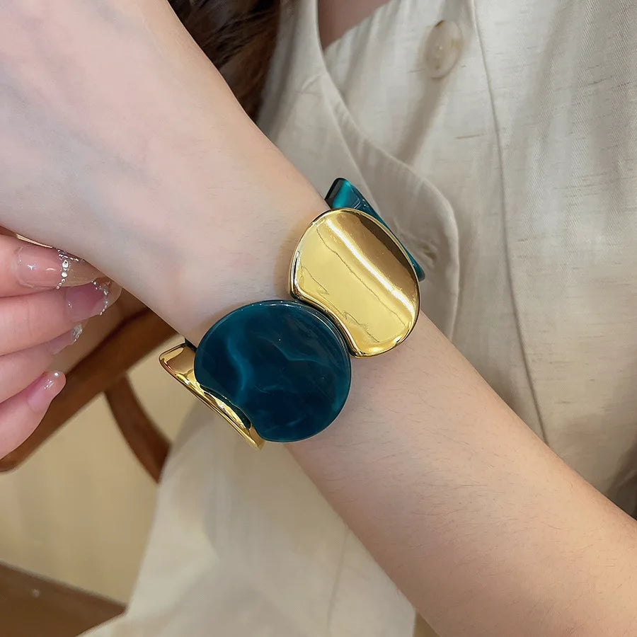 Round Spliced Elastic Rope Bracelet for Women, Simple Acrylic Personalized Fashion Hand Jewelry
