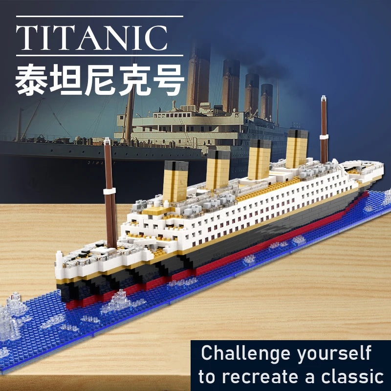 Titanic Building Block Model Kit: Small Particle Puzzle Cruise Ship for Kids