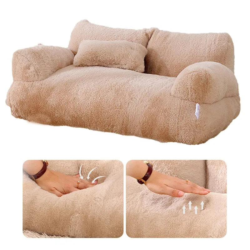 Luxury Plush Cat Bed Sofa: Cozy Winter Nest for Small to Medium Dogs and Cats