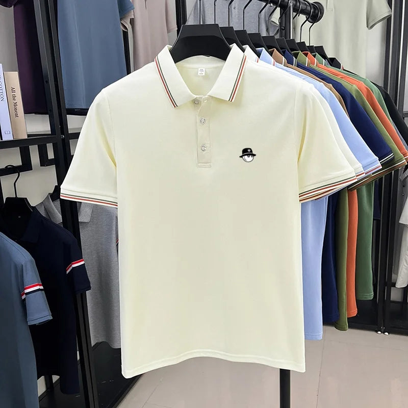 Men's Luxury Printed Polo Shirt, Breathable Short Sleeve Business Casual Tee, Premium Summer Fashion Top