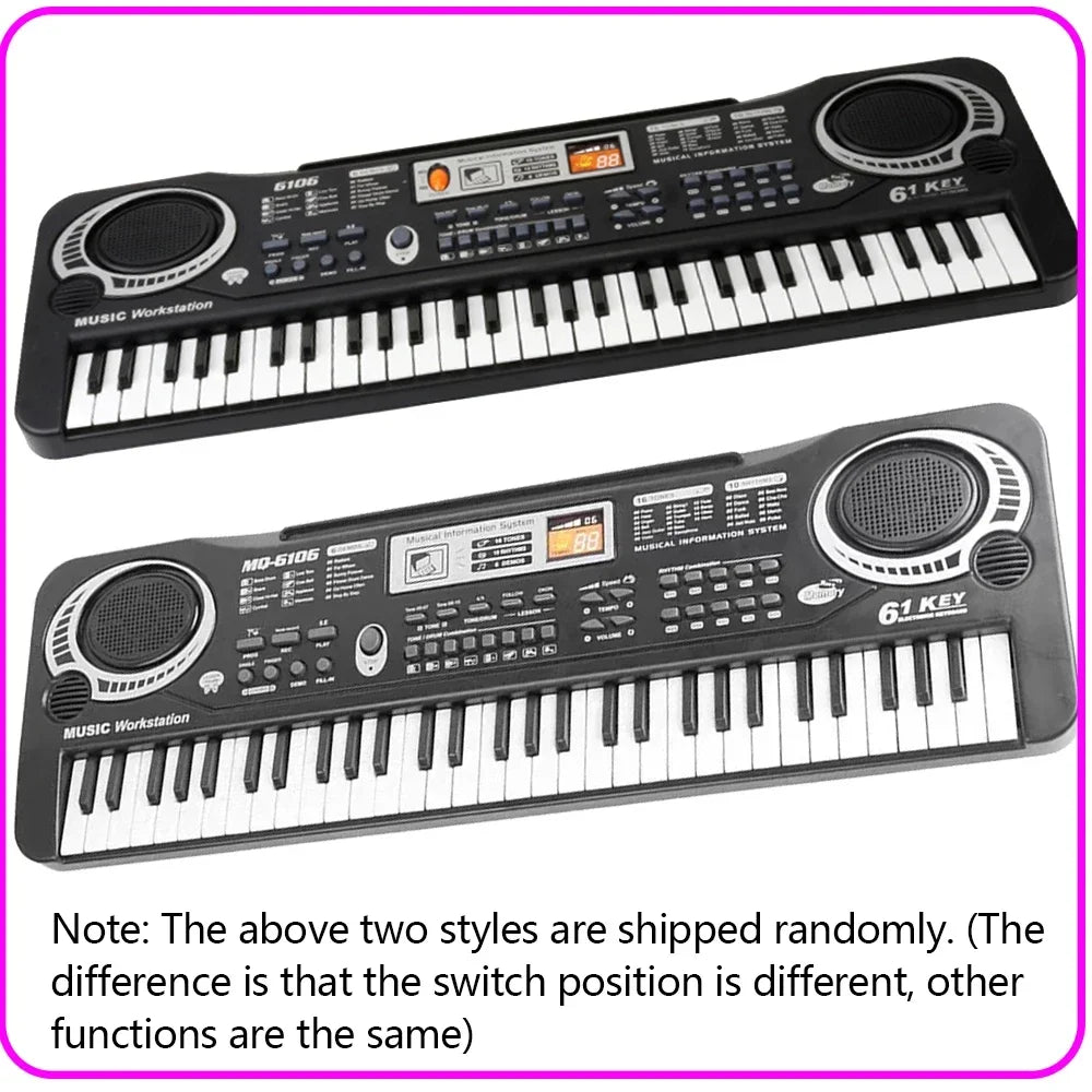 Kids Electronic Piano Keyboard - 61/37 Keys with Microphone