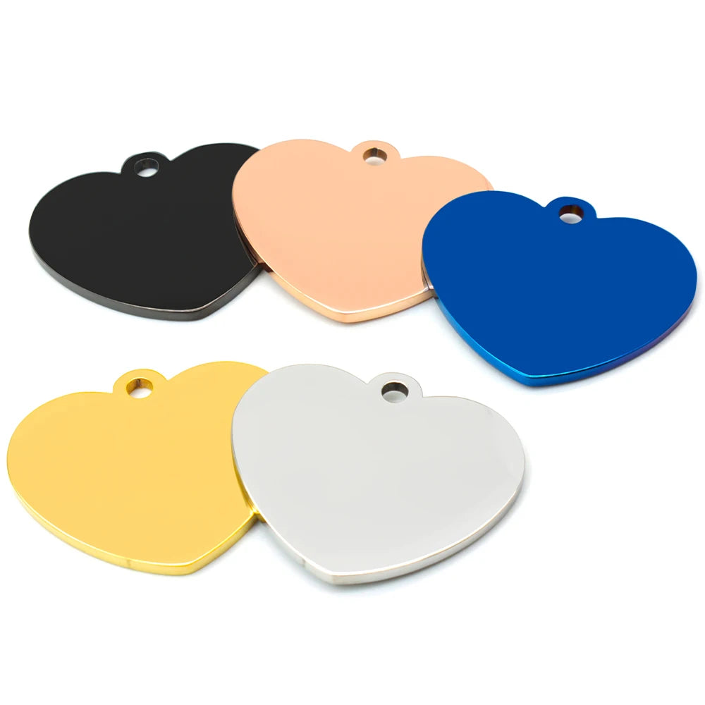 20-Piece Heart-Shaped Stainless Steel Pet ID Tags – Custom Engraved Nameplates for Dogs &amp; Cats