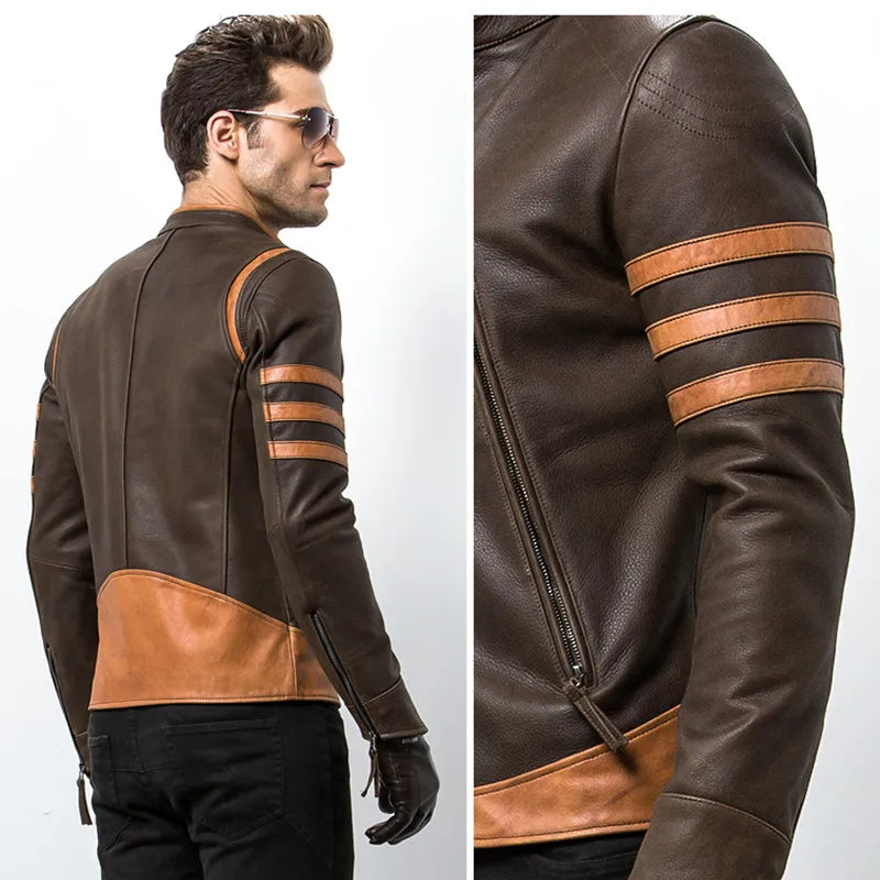 2023 Autumn Men&#39;s Zipper Leather Jacket Wolverine Casual PU Leather Locomotive Coat Logan Bomber Jacket Slim Coats