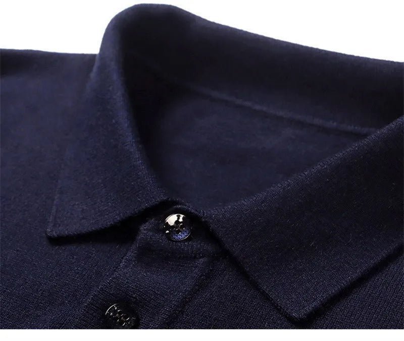 Soft Cashmere Sweater Men&#39;s Clothing Tops Autumn Winter Male Business Casual Polo Collar Knitted Pullover Spring