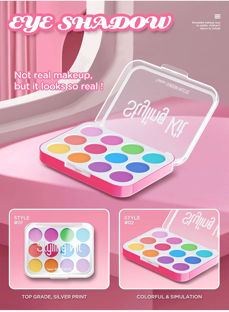 Princess Pretend Makeup Set for Girls, Toy Nail Polish, Lipstick and Eyeshadow, Fun Dress-Up Roleplay Gift