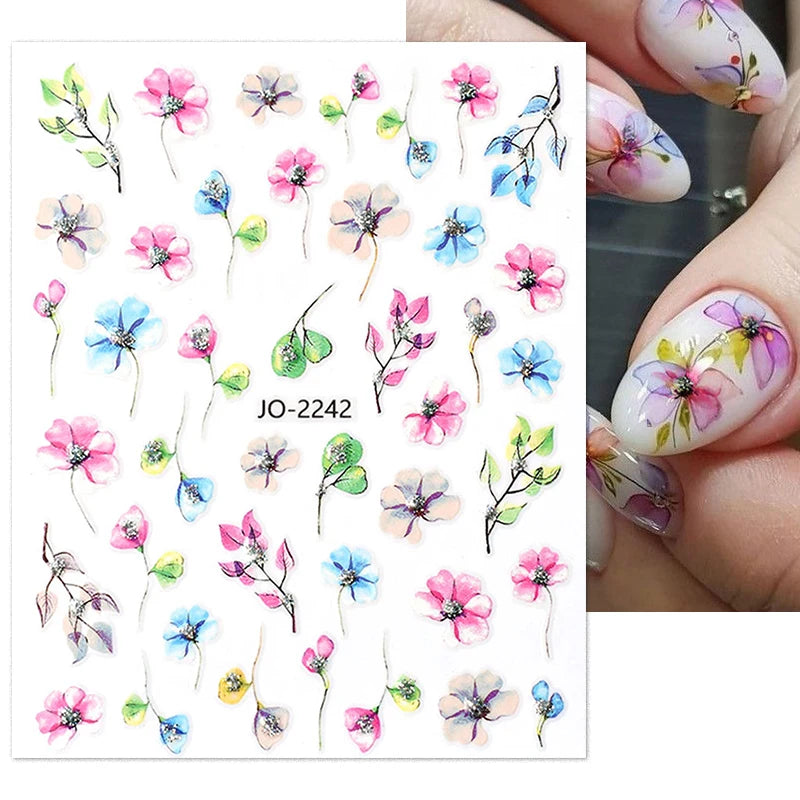 Succulent Plants 3D Nail Sticker - Spring Floral DIY Decoration