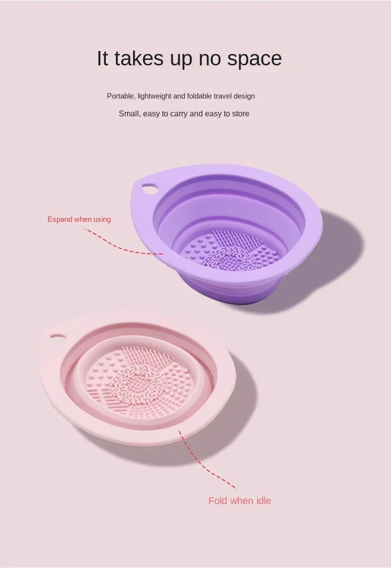 Silicone Makeup Brush Cleaner Folding Powder Puff Cleaning Bowl Eyeshadow Brushes Washing Soft Mat Beauty Tools Scrubber Box