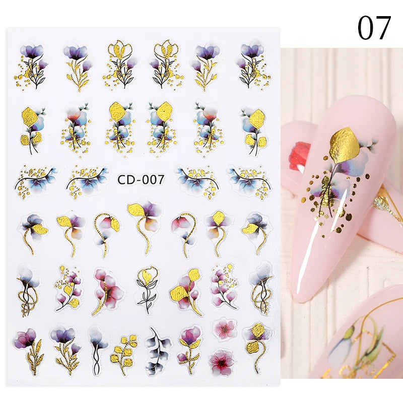 Succulent Plants 3D Nail Sticker - Spring Floral DIY Decoration