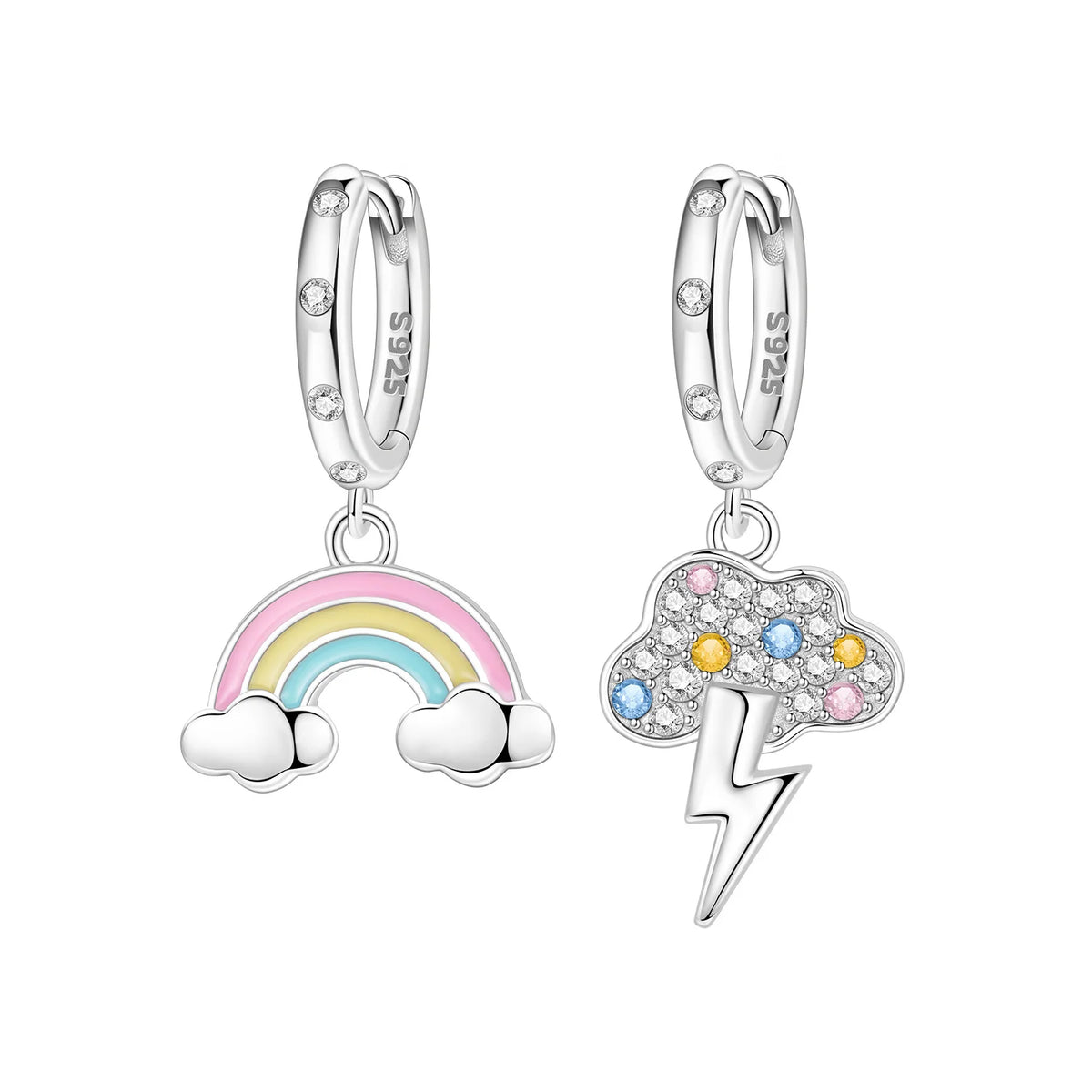Original 925 Sterling Silver Pink Paw Print Earrings with Zircon, Heart Flower and Leaf Design, Elegant Women's Party Jewelry Gift