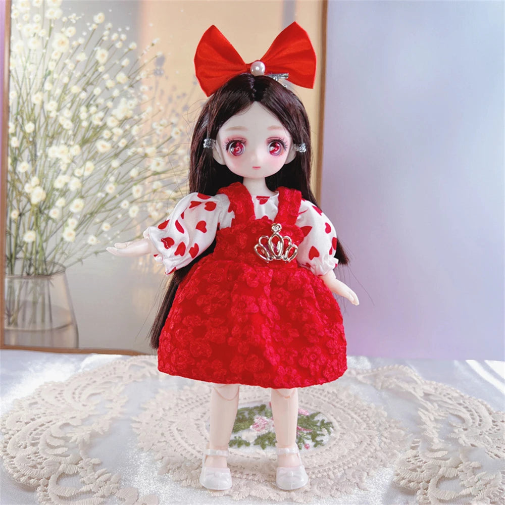 23cm BJD Doll with 3D Eyes and Movable Joints, DIY Dress-Up Doll with Clothes, Birthday Gift for Girls
