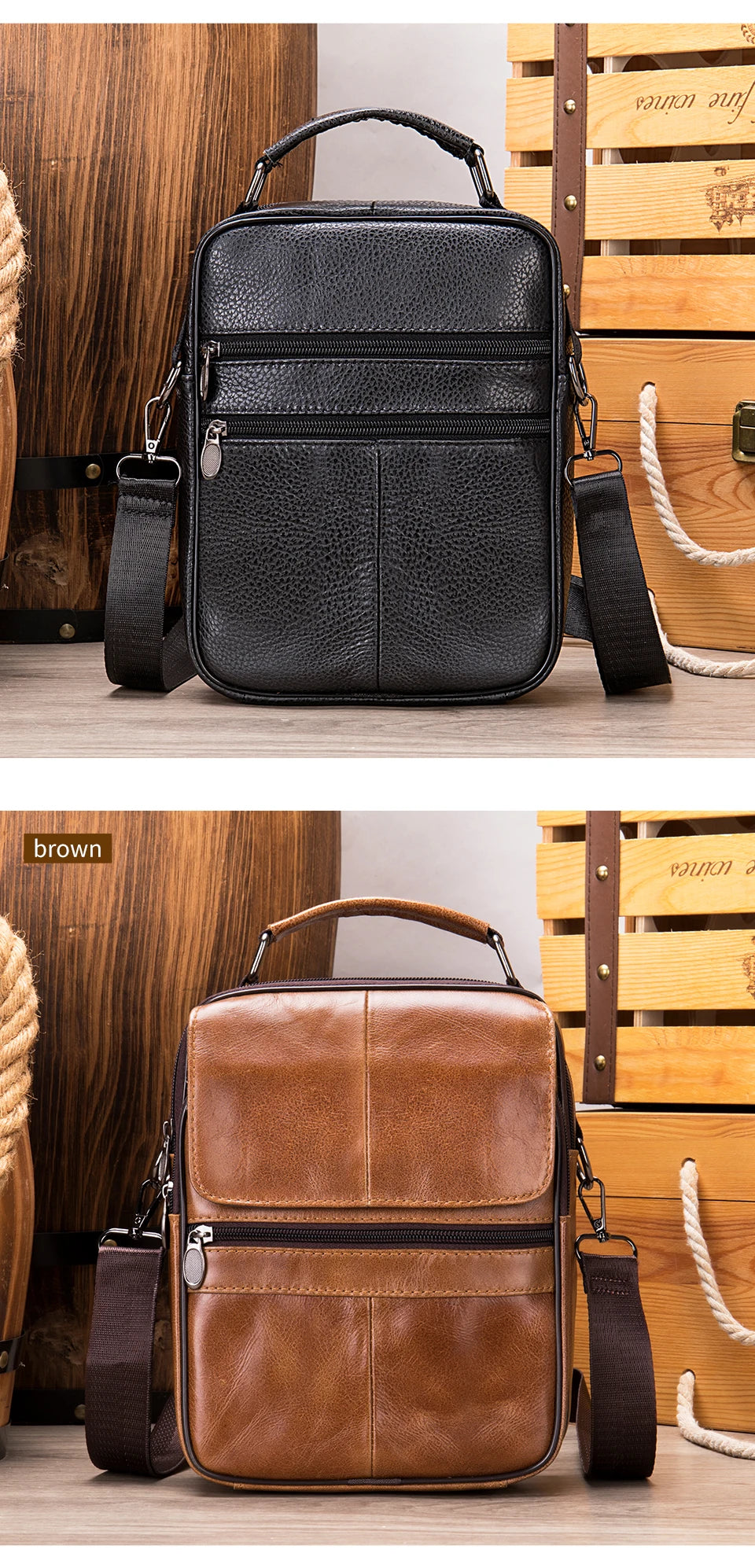 WESTAL Genuine Leather Crossbody Bag - Designer Messenger Bag for iPad and Daily Use