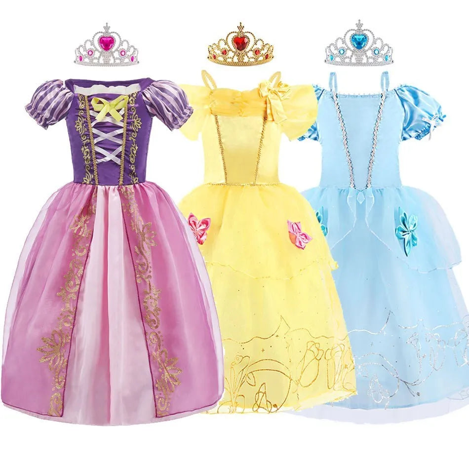 Rapunzel Dress for Girls – Cinderella Belle Dress-Up Fantasy Costume for Birthday Parties and Halloween