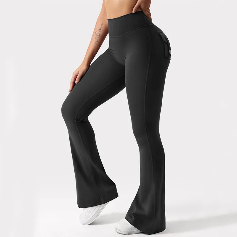 Women&#39;s High-Stretch Wide Leg Yoga Leggings: Naked Feeling Compression Pants with Pockets