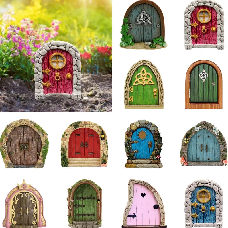 Wooden Fairy Gate DIY Garden Decor - Dwarf Elf Door Figurine for Home and Gifts