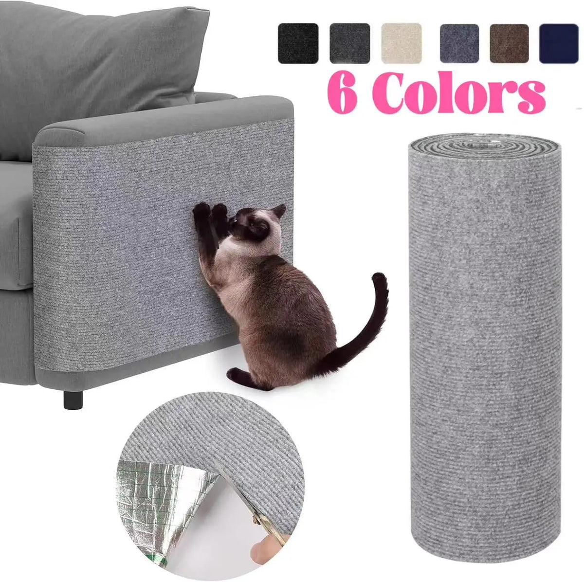 Self-Adhesive Cat Scratching Mat: Trimmable Carpet for Furniture Protection Against Scratching