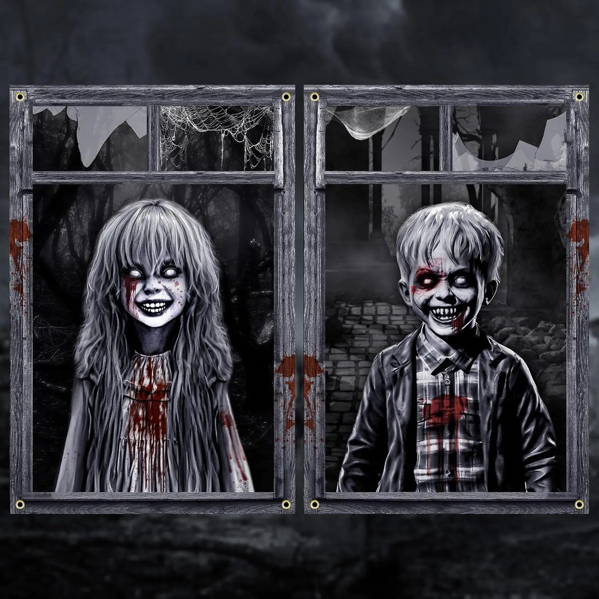 2 PCS Scary Curtain For Halloween Party Decorations