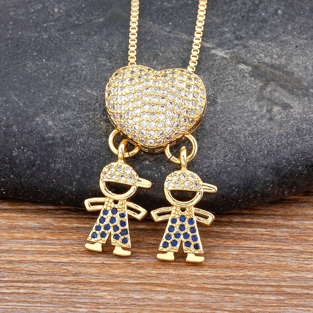 Nidin Luxury Crystal Zircon Heart Pendant Necklace for Girls and Boys, Romantic Inlaid Design Fashion