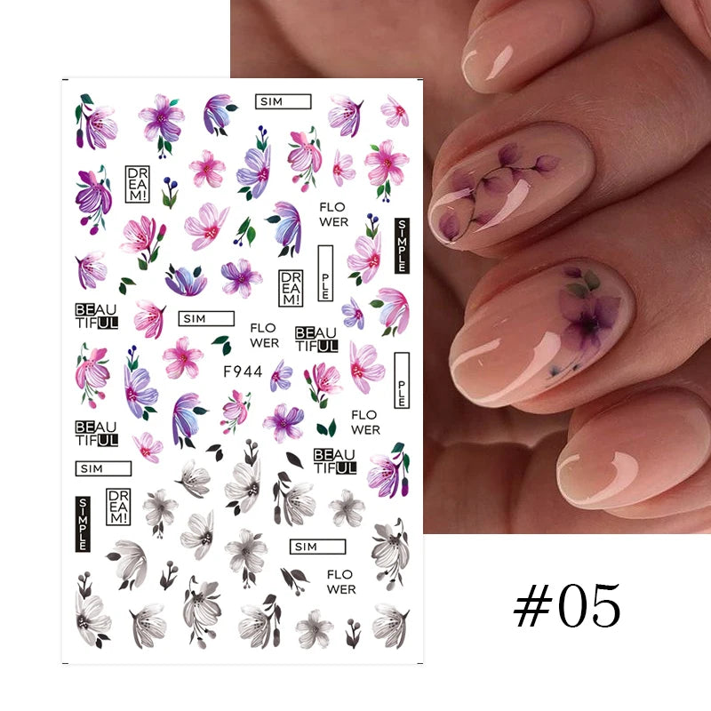 Succulent Plants 3D Nail Sticker - Spring Floral DIY Decoration