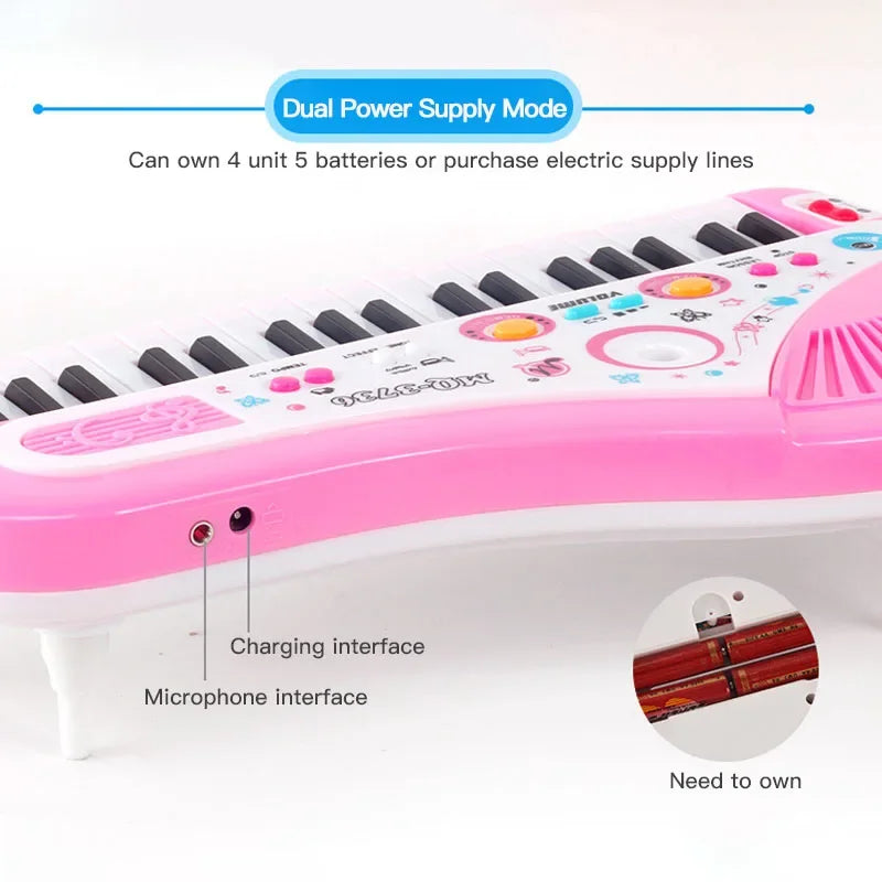 Kids Electronic Piano Keyboard - 61/37 Keys with Microphone