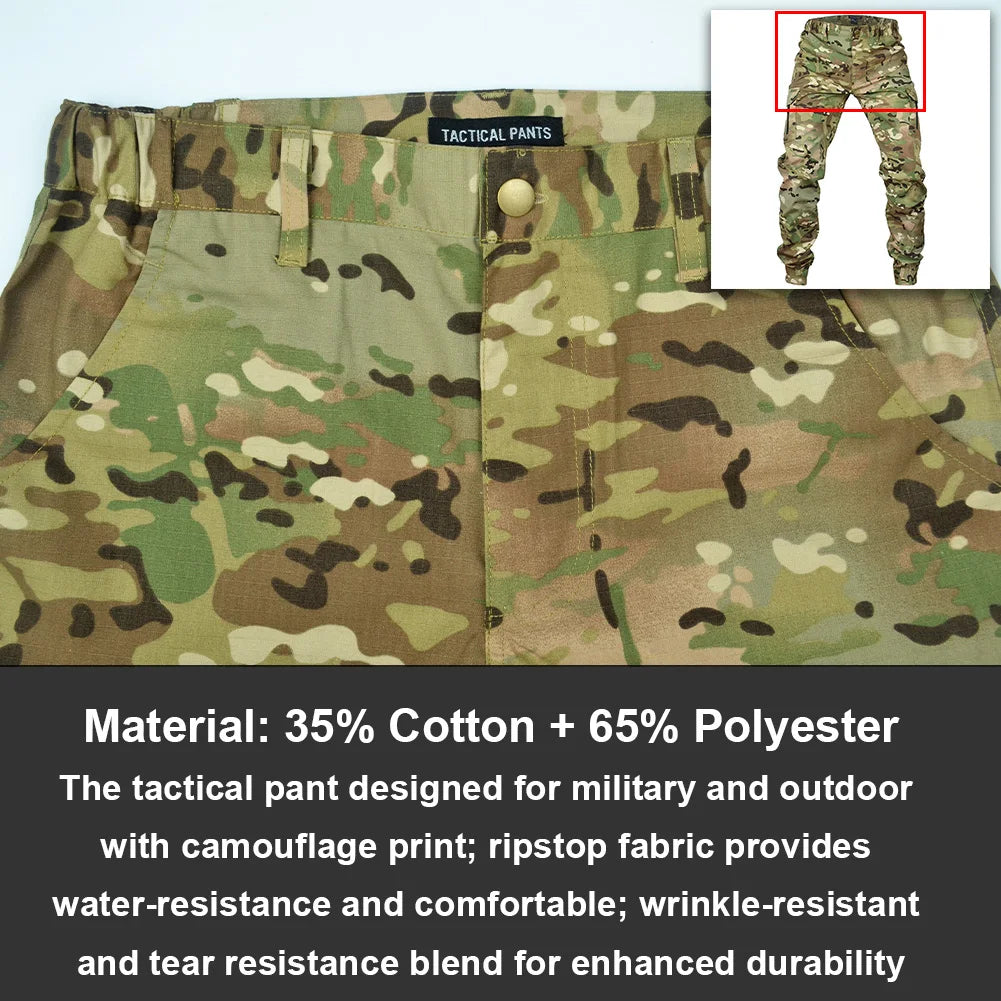 Mege Tactical Camouflage Cargo Joggers - Ripstop Outdoor Hiking Pants