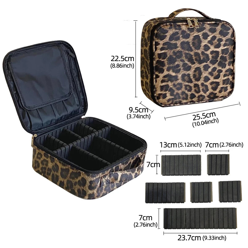 PU Leather Cosmetic Bag - Multi-Functional Travel Makeup Case