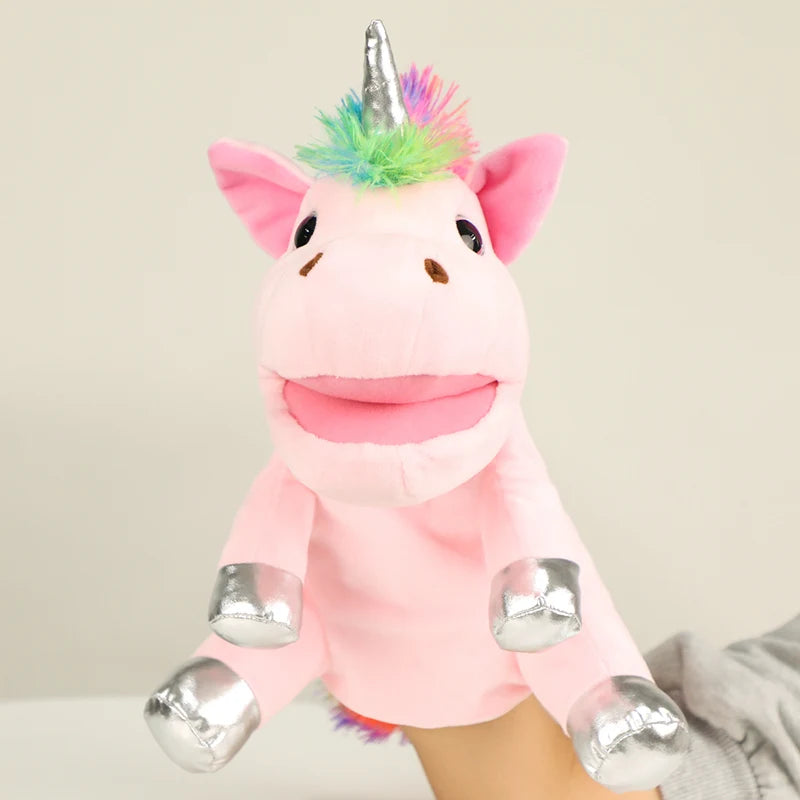 Moving Mouth Unicorn Hand Puppet Plush Toy, Interactive Parent-Child Roleplay Game, Fun Educational Toy for Kids