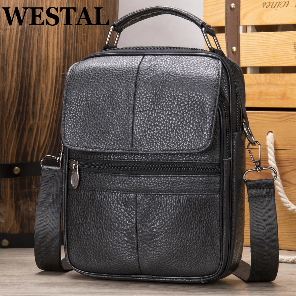 WESTAL Genuine Leather Crossbody Bag - Designer Messenger Bag for iPad and Daily Use