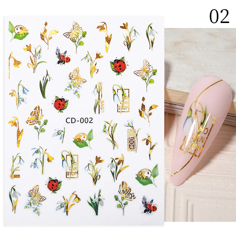 Succulent Plants 3D Nail Sticker - Spring Floral DIY Decoration