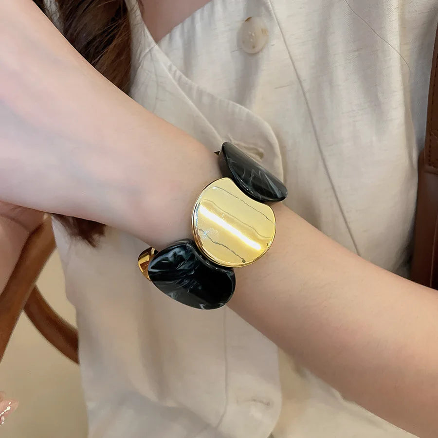 Round Spliced Elastic Rope Bracelet for Women, Simple Acrylic Personalized Fashion Hand Jewelry