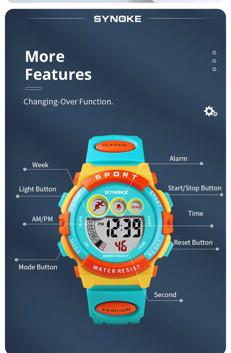 Kids Digital Sport Watch – Colorful Waterproof Electronic Watch for Boys &amp; Girls