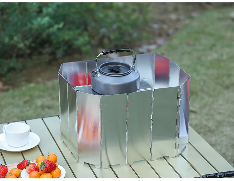 Windproof Gas Stove Shield – 8/9/10-Plate Aluminum Screen for Camping &amp; Cooking