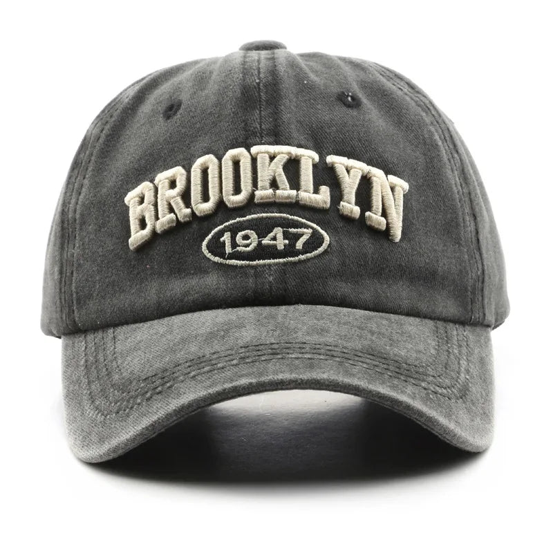 Retro Brooklyn Embroidered Baseball Cap – Adjustable Cotton Hat for Men &amp; Women, Hip Hop Streetwear Style