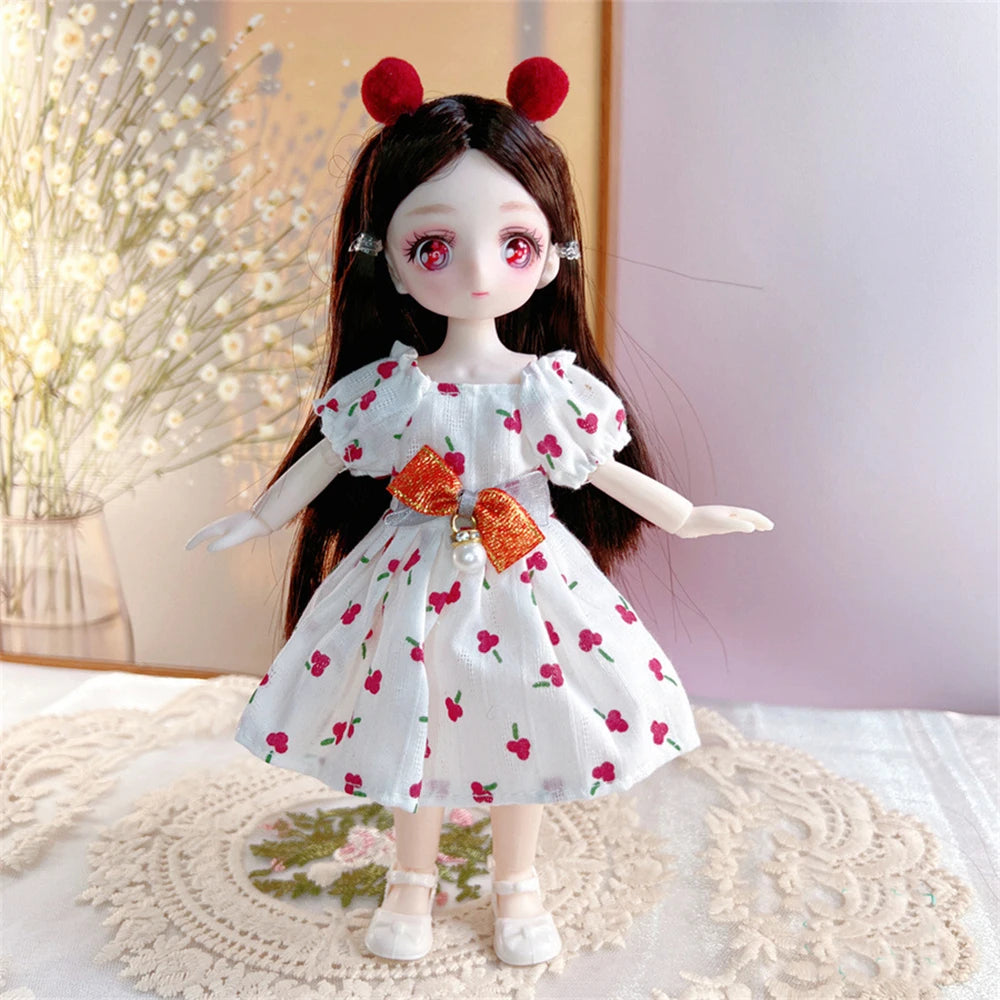23cm BJD Doll with 3D Eyes and Movable Joints, DIY Dress-Up Doll with Clothes, Birthday Gift for Girls