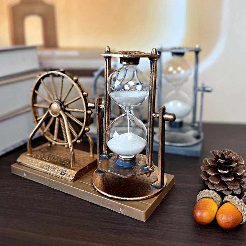 1PC Retro Ferris Wheel Quicksand Hourglass: Creative Desk Ornament for Home or Office