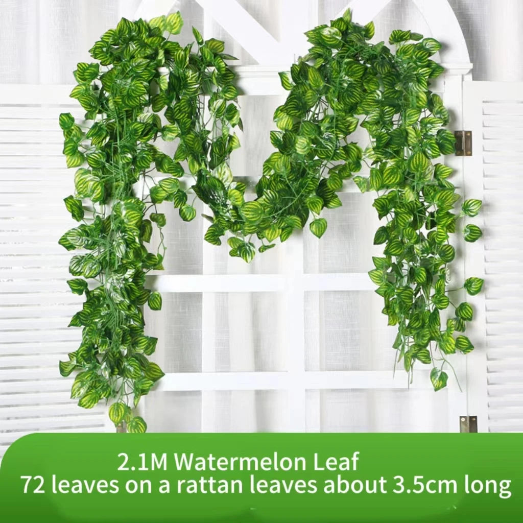 2.1M Green Ivy Leaf Garland: Artificial Silk Vine for Home and Wedding Decoration