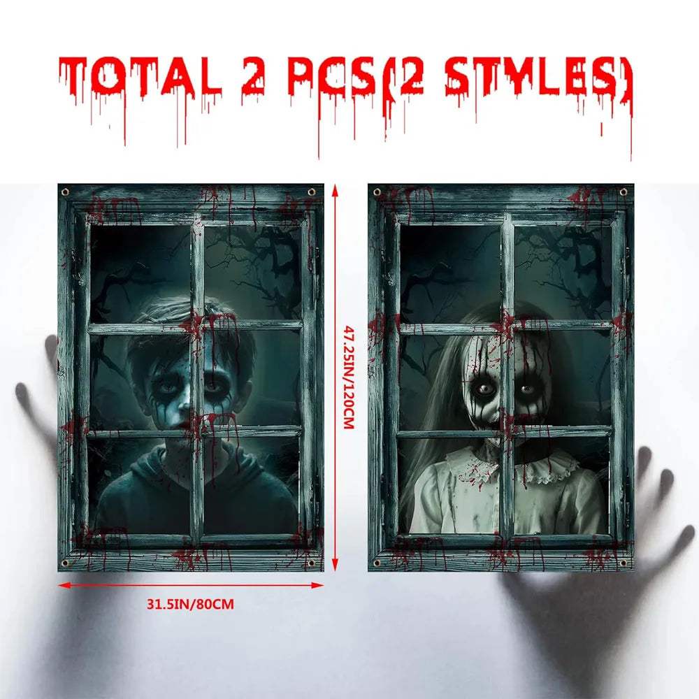 2 PCS Scary Curtain For Halloween Party Decorations