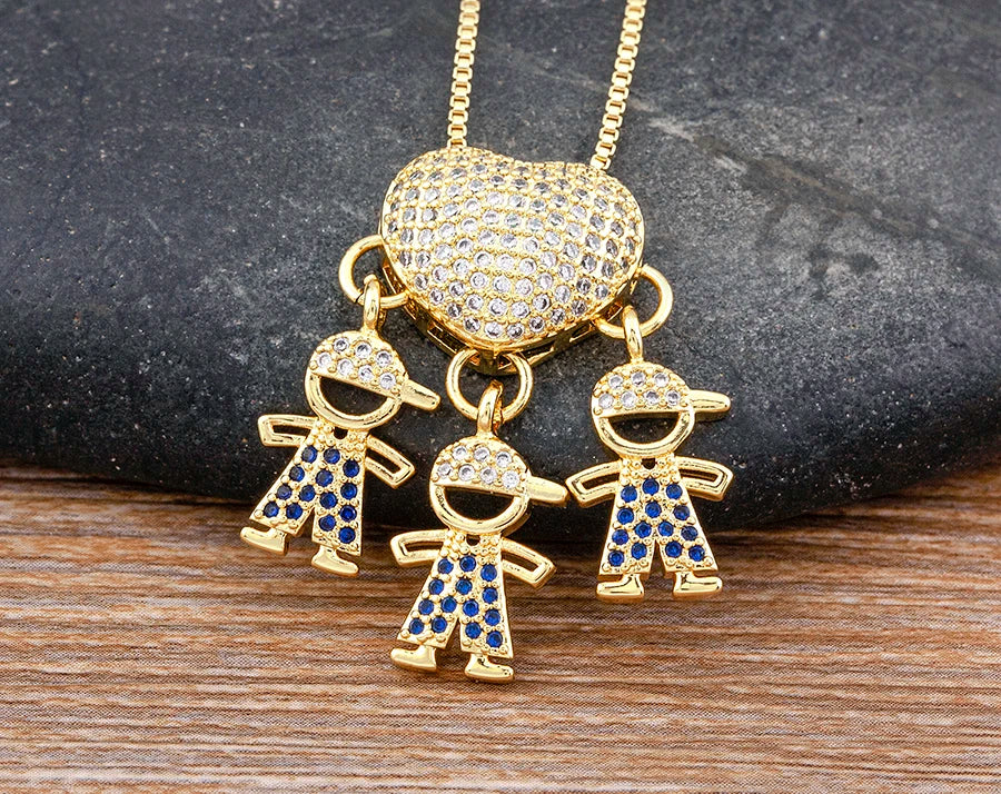 Nidin Luxury Crystal Zircon Heart Pendant Necklace for Girls and Boys, Romantic Inlaid Design Fashion