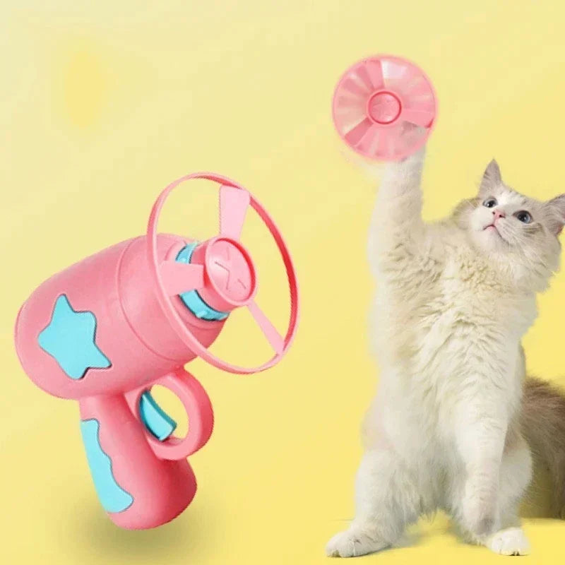 Interactive Cat Toy Set – 15 Flying Discs with Launcher for Fun &amp; Training