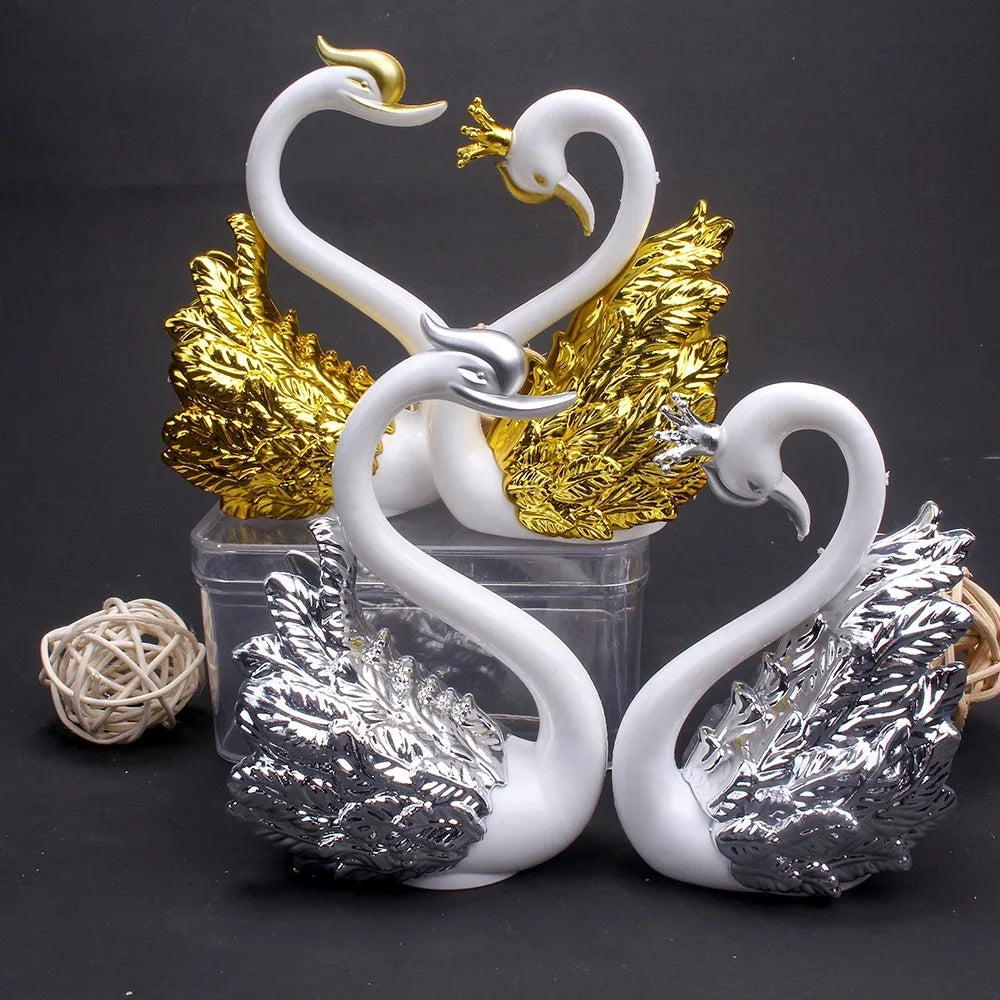 Mini Swan Couple Figurine – Wedding Cake Topper &amp; Gift, Car Interior or Home Decor Collectible