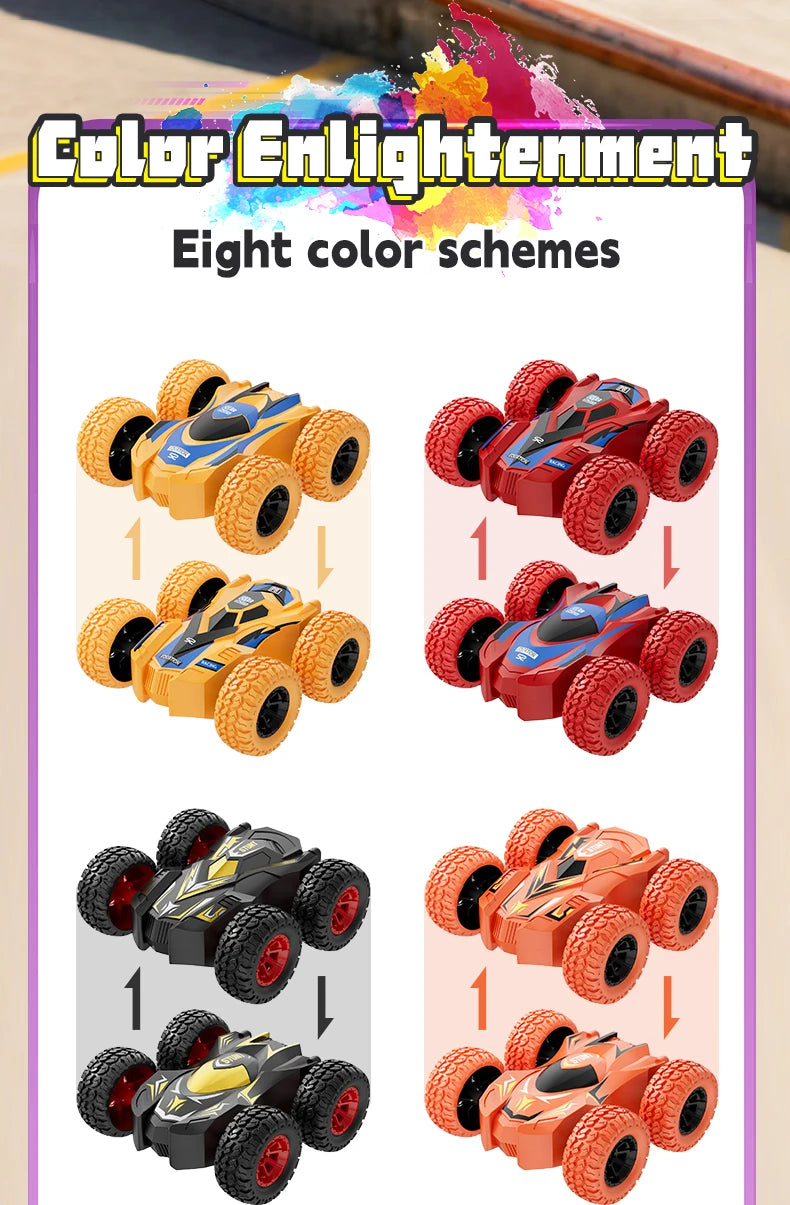 4-8 Pack 360° Stunt Cars for Kids, Friction-Powered Push-and-Go Toy Vehicles, Fun Gift for Toddlers