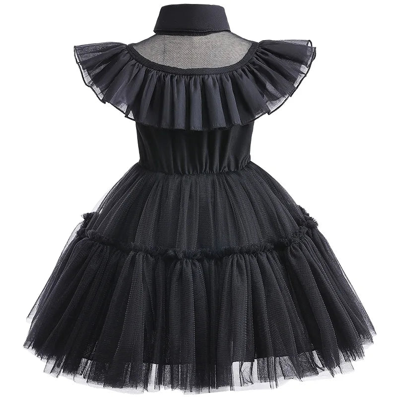 Toddler Girl Halloween Cosplay Dress – Wednesday Addams Black Goth Merlina Costume for Carnival and Performance